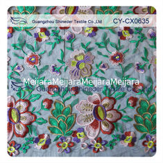 China Eco - floral amistoso de la tela del cordón del algodón bordado con la anchura del 120cm proveedor