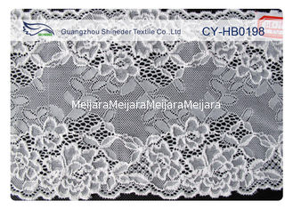 China Ajuste de nylon de la tela del cordón del algodón elástico blanco para el vestido de boda CY-HB0198 proveedor