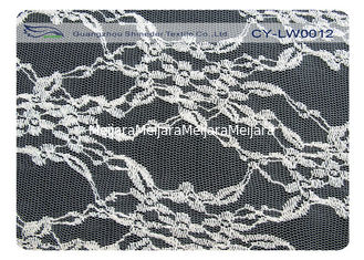 China tela horneada a la crema y con pan rallado nilón del cordón del algodón de la anchura del 150cm para los vestidos de boda CY-LW0012 proveedor
