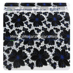 China Anchura bordada antiestática del negro de la tela del cordón material del poliéster de 130 - del 135cm proveedor