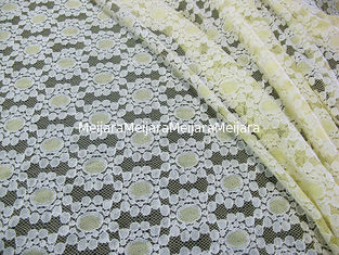 China Floral de nylon del punto de la tela del cordón del algodón amarillo suave hecho punto para el vestido CY-DK0034 del cordón proveedor