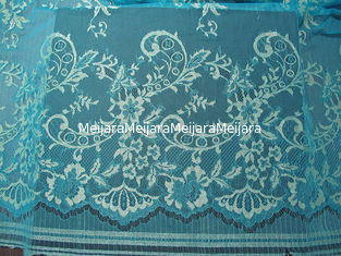 China Verde metálico de nylon de la tela del cordón de la flor estirable hecho punto para la ropa proveedor