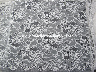China Floral suizo de nylon blanco de la tela del cordón hecho punto con el cordón de la frontera y el borde de la concha de peregrino proveedor