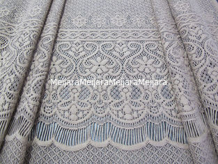 China Flor gruesa hecha punto pestaña gris de la tela elástica de nylon del cordón del algodón para señora Dress proveedor