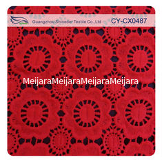 China Tela bordada floral del cordón del estiramiento rojo para las mujeres vestido y top proveedor