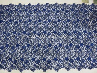 China Trabajo hecho a mano bordado floral de la tela del cordón del cordón del azul real para el vestido de la mujer proveedor