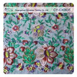 Eco - floral amistoso de la tela del cordón del algodón bordado con la anchura del 120cm proveedor