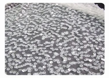 Tela moldeada respetuosa del medio ambiente del cordón con las lentejuelas brillantes blancas CY-XP0003 proveedor