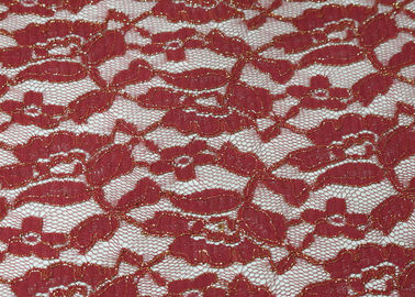 Tela metálica roja estirable del cordón para el SGS del vestido de boda CY-LW0791 proveedor