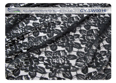 Tela de nylon del cordón del algodón negro de la flor, nilón del 65% del + algodón CY-LW0016 35% proveedor