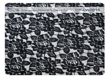Tela de nylon del cordón del algodón negro de la flor, nilón del 65% del + algodón CY-LW0016 35% proveedor