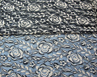 Tela elástica del cordón del poliéster del spandex de algodón con el cordón hecho punto malla de la flor proveedor
