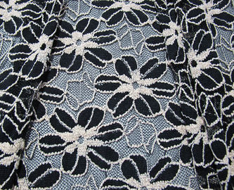 Negro/blanco hizo punto la tela elástico del cordón para señora Garment Sunflower Pattern CY-DK0008 proveedor