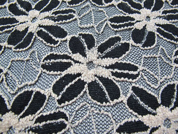 Negro/blanco hizo punto la tela elástico del cordón para señora Garment Sunflower Pattern CY-DK0008 proveedor