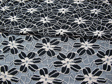 Negro/blanco hizo punto la tela elástico del cordón para señora Garment Sunflower Pattern CY-DK0008 proveedor