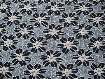 Negro/blanco hizo punto la tela elástico del cordón para señora Garment Sunflower Pattern CY-DK0008 proveedor
