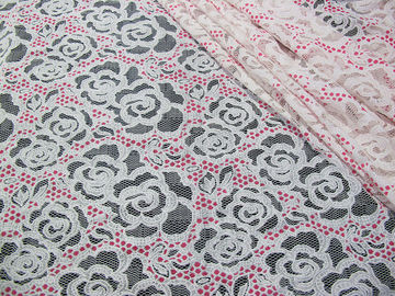 Impresión blanca de Rose de la tela del cordón del poliéster del algodón para la ropa interior/el sujetador (CY-DK0033) proveedor
