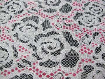 Impresión blanca de Rose de la tela del cordón del poliéster del algodón para la ropa interior/el sujetador (CY-DK0033) proveedor