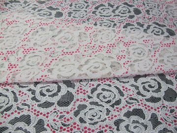 Impresión blanca de Rose de la tela del cordón del poliéster del algodón para la ropa interior/el sujetador (CY-DK0033) proveedor