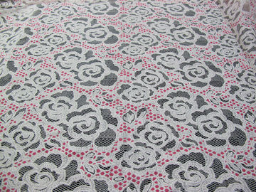 Impresión blanca de Rose de la tela del cordón del poliéster del algodón para la ropa interior/el sujetador (CY-DK0033) proveedor