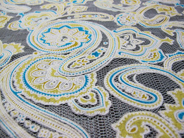 Cordón impreso coloreado de la quemadura de la malla del algodón de la tela del cordón del poliéster de las técnicas de Eco-teñido (CY-DK0042) proveedor