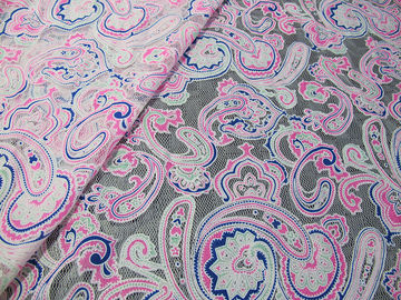 Cordón impreso coloreado de la quemadura de la malla del algodón de la tela del cordón del poliéster de las técnicas de Eco-teñido (CY-DK0042) proveedor