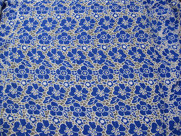 Azul hecho punto de la tela del cordón del poliéster del algodón con el cordón de la flor de la quemadura (CY-DK0019) proveedor