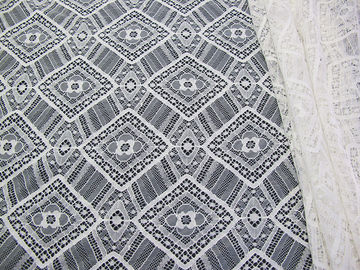 Malla de nylon de la tela del cordón del algodón geométrico del azul real para la camisa de dormir SYD-0004 proveedor