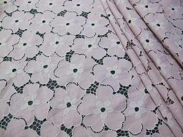 Tela de nylon del cordón del algodón pesado floral/tela blanca SYD-0005 del encaje elástico proveedor