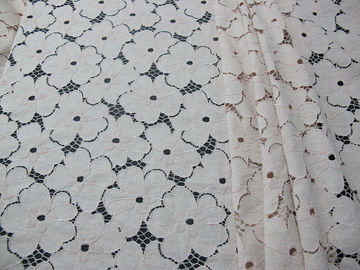Tela de nylon del cordón del algodón pesado floral/tela blanca SYD-0005 del encaje elástico proveedor