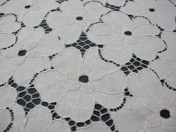 Tela de nylon del cordón del algodón pesado floral/tela blanca SYD-0005 del encaje elástico proveedor