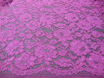 Material de nylon del rayón del ganchillo de la flor de la tela púrpura elegante del cordón para la ropa proveedor