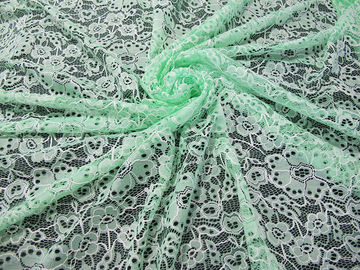 Estampado de plores bordado nilón durable de encargo del verde de la tela del cordón del algodón proveedor