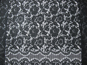 Encogimiento-Resistente hecha punto floral de la tela atada de nylon negra del cordón proveedor