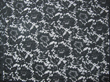 Encogimiento-Resistente hecha punto floral de la tela atada de nylon negra del cordón proveedor