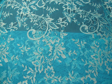 Verde metálico de nylon de la tela del cordón de la flor estirable hecho punto para la ropa proveedor
