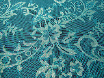 Verde metálico de nylon de la tela del cordón de la flor estirable hecho punto para la ropa proveedor