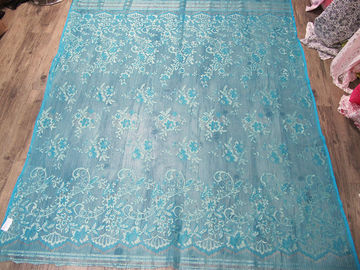 Verde metálico de nylon de la tela del cordón de la flor estirable hecho punto para la ropa proveedor