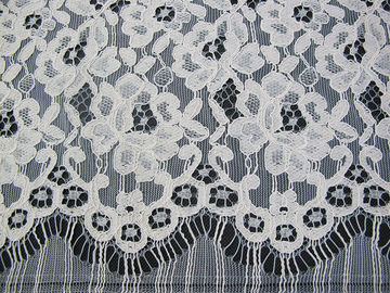 Del rayón floral de la tela atada del cordón de la pestaña material pesado blanco del cordón/de nylon proveedor