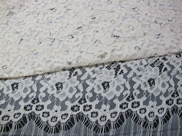 Del rayón floral de la tela atada del cordón de la pestaña material pesado blanco del cordón/de nylon proveedor