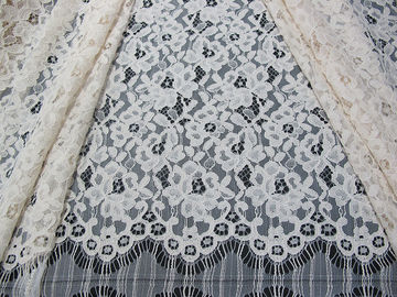 Del rayón floral de la tela atada del cordón de la pestaña material pesado blanco del cordón/de nylon proveedor