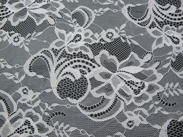 Floral suizo de nylon blanco de la tela del cordón hecho punto con el cordón de la frontera y el borde de la concha de peregrino proveedor