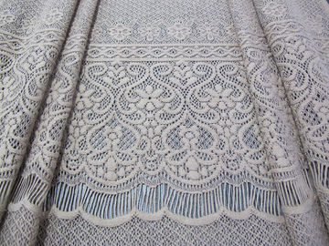 Flor gruesa hecha punto pestaña gris de la tela elástica de nylon del cordón del algodón para señora Dress proveedor