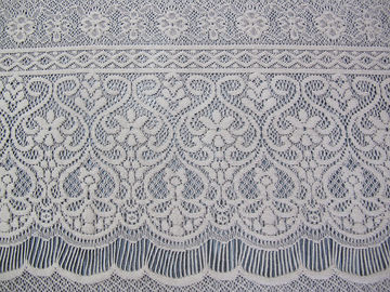Flor gruesa hecha punto pestaña gris de la tela elástica de nylon del cordón del algodón para señora Dress proveedor