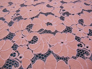 Encogimiento-Resistente elegante del cordón del algodón del vestido de las señoras del rosa floral de nylon de la tela  proveedor