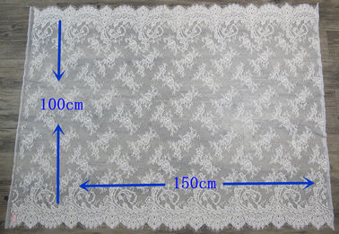 Ajuste de nylon suave del cordón de la pestaña del algodón, tela del cordón del blanco de vestido de boda proveedor