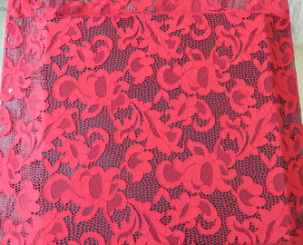 Tela elástico roja del cordón del bordado del guipur de la moda para los vestidos de boda proveedor