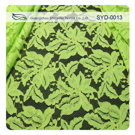 Tela de nylon del cordón del cordón del algodón verde y negro para señora Garment, modelo de la hoja proveedor