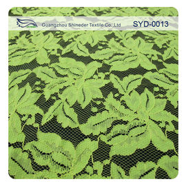 Tela de nylon del cordón del cordón del algodón verde y negro para señora Garment, modelo de la hoja proveedor