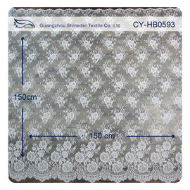 Tela de nylon para los vestidos de boda, tela floral horneada a la crema y con pan rallado del cordón de Chantily del cordón proveedor